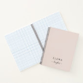 Modern Minimalistisch Monogram Blush Script Notitieboek (Binnen)