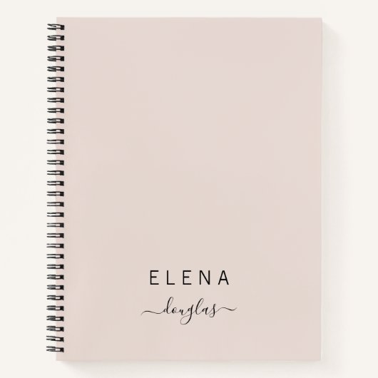 Modern Minimalistisch Monogram Blush Script Notitieboek (Voorkant)