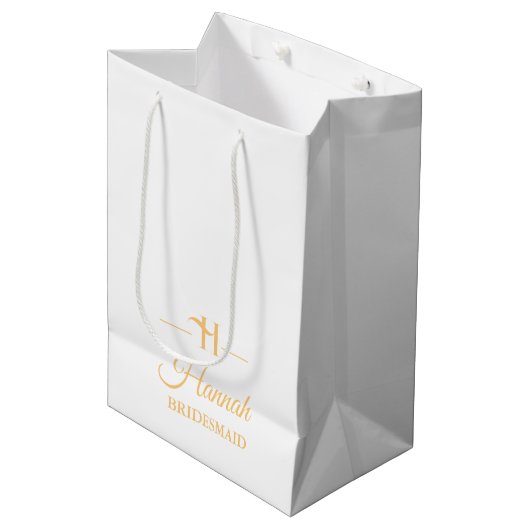 Modern Minimalistisch Monogram Bruiloft Bruidsmeis Medium Cadeauzakje (Voorkant Gekanteld)