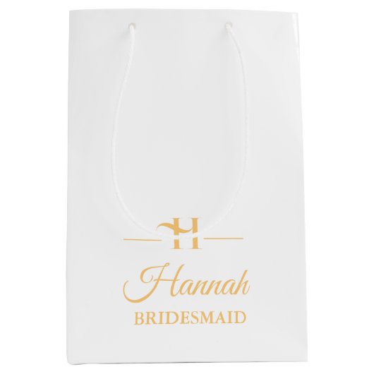 Modern Minimalistisch Monogram Bruiloft Bruidsmeis Medium Cadeauzakje (Voorkant)