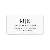 Modern Minimalistisch Monogram Bruiloft Retouradre Etiket (Voorkant)