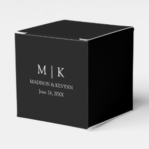 Modern Minimalistisch Monogram Bruiloft Zwart Vier Bedankdoosjes