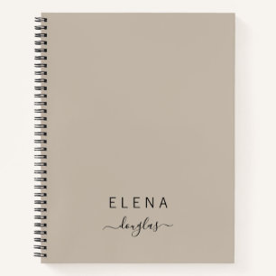 Modern Minimalistisch Monogram Bruin Neutraal Scri Notitieboek
