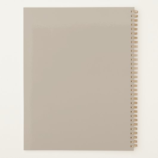 Modern Minimalistisch Monogram Bruin Neutraal Scri Planner (Achterkant)