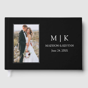 Modern minimalistisch Monogram Couple Photo Weddin Gastenboek