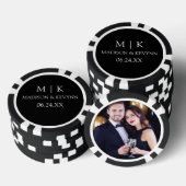 Modern minimalistisch Monogram Couple Photo Weddin Poker Chips (Opstapeling)