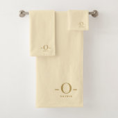 Modern Minimalistisch Monogram Goud Wit Bad Handdoek (Insitu)