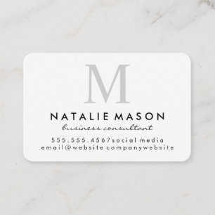 Modern minimalistisch monogram grijs op wit visitekaartje