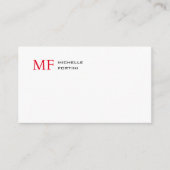 Modern minimalistisch monogram Initiaal effen rood Informatiekaartje (Voorkant)