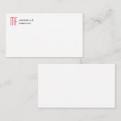Modern minimalistisch monogram Initiaal effen rood Informatiekaartje (Voorkant / Achterkant)