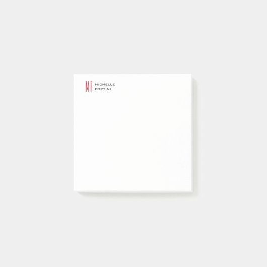 Modern minimalistisch monogram Initiaal effen rood Post-it® Notes (Voorkant)