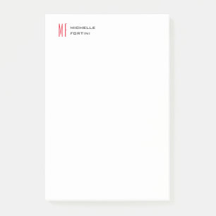 Modern minimalistisch monogram Initiaal effen rood Post-it® Notes