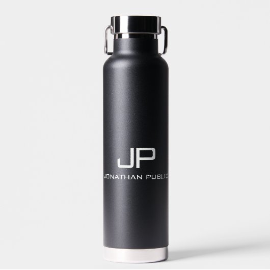 Modern Minimalistisch Monogram Initiaal Naam Sjabl Waterfles (Voorkant)