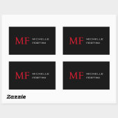 Modern minimalistisch monogram Initiaal Plain Rood Rechthoekige Sticker (Vel)