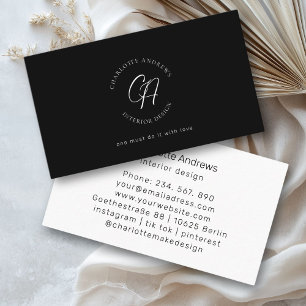 Modern, minimalistisch, monogram, logo, cirkel, zw visitekaartje