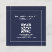 Modern minimalistisch monogram met Qr Code Square  Vierkante Visitekaartje (Achterkant)