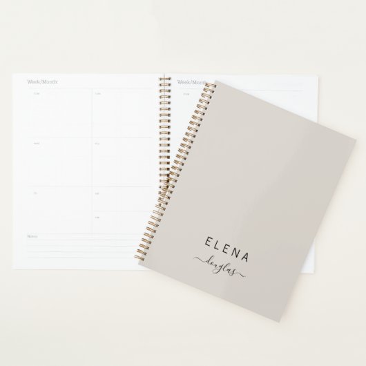 Modern Minimalistisch Monogram Neutraal Script Planner (Display)