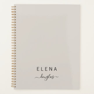 Modern Minimalistisch Monogram Neutraal Script Planner