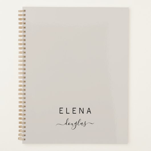 Modern Minimalistisch Monogram Neutraal Script Planner (Voorkant)