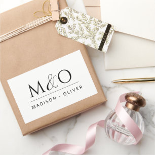 Modern minimalistisch monogram paar rechthoekige sticker