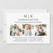 Modern minimalistisch monogram QR code 3 foto brui Kaart (Voorkant)