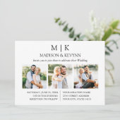 Modern minimalistisch monogram QR code 3 foto brui Kaart (Staand voorkant)