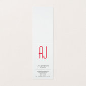 Modern Minimalistisch Monogram Rood Wit Plain Visitekaartjes (Buitenkant ongevouwen)