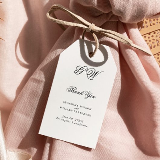 Modern Minimalistisch Monogram Script Bruiloft Cadeaulabel
