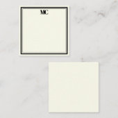 Modern Minimalistisch Monogram Two Borders Cream I Notitiekaartje (Voorkant / Achterkant)
