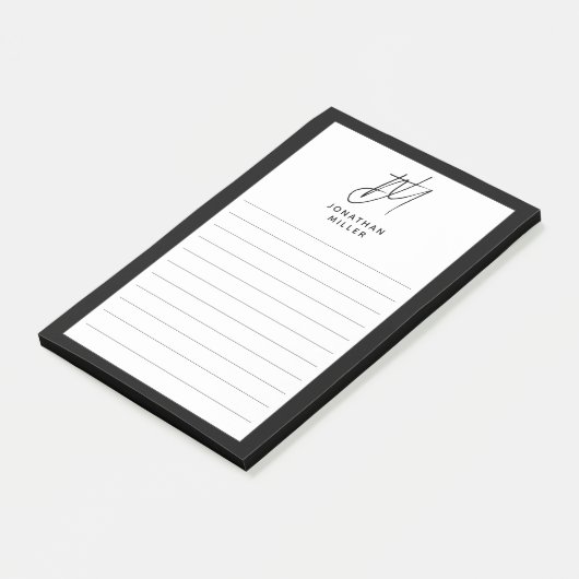 Modern minimalistisch monogram uitgelijnd post-it® notes (Schuin)