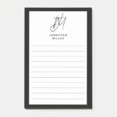 Modern minimalistisch monogram uitgelijnd post-it® notes (Voorkant)