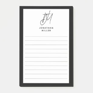 Modern minimalistisch monogram uitgelijnd post-it® notes
