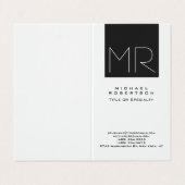 Modern minimalistisch monogram visitekaartjes (Buitenkant ongevouwen)