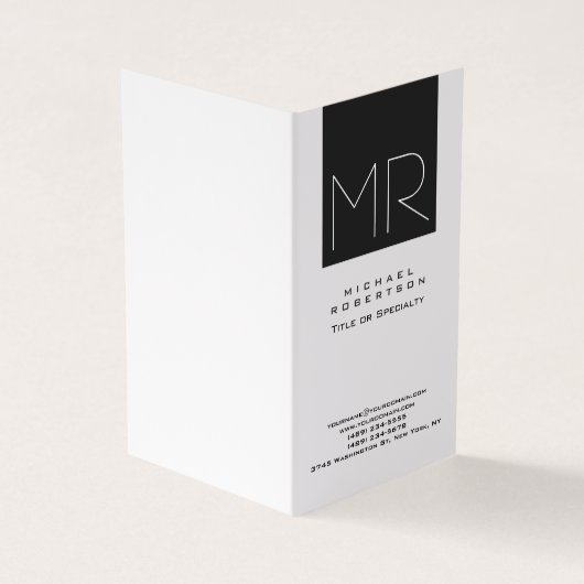Modern minimalistisch monogram visitekaartjes (Buitenkant)