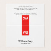 Modern minimalistisch Monogram White Red Folded Visitekaartjes (Buitenkant ongevouwen)