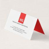 Modern minimalistisch Monogram White Red Folded Visitekaartjes (Achterkant)