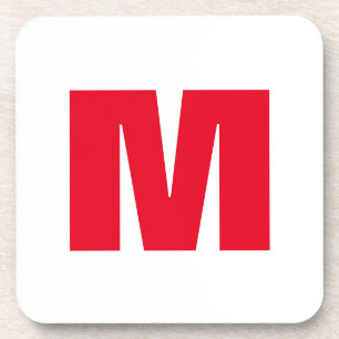 Modern minimalistisch monogram wit rood bier onderzetter