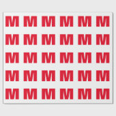 Modern minimalistisch monogram wit rood cadeaupapier (Vlak)