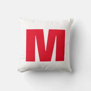 Modern minimalistisch monogram wit rood kussen