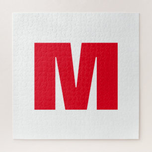 Modern minimalistisch monogram wit rood legpuzzel