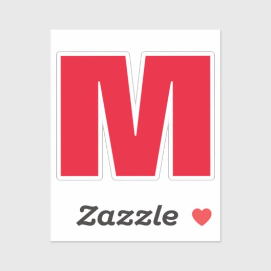 Modern minimalistisch monogram wit rood sticker (Vel)