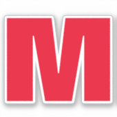 Modern minimalistisch monogram wit rood sticker (Voorkant)