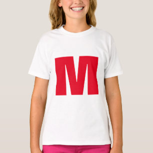 Modern minimalistisch monogram wit rood t-shirt