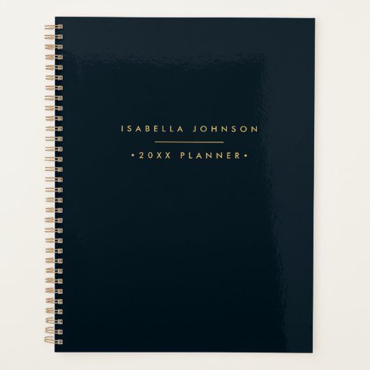 Modern minimalistisch monogram | Zwart goud Planner (Voorkant)