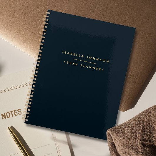 Modern minimalistisch monogram | Zwart goud Planner