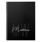 Modern minimalistisch monogram zwart notitieboek (Voorkant)