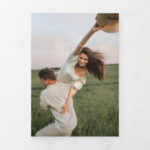 Modern Minimalistisch Monogram Zwart-wit Bruiloft Drieluik Uitnodiging (Cover)