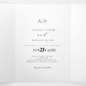 Modern Minimalistisch Monogram Zwart-wit Bruiloft Drieluik Uitnodiging (Binnenkant midden)