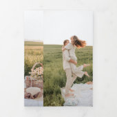 Modern Minimalistisch Monogram Zwart-wit Bruiloft Drieluik Uitnodiging (Cover)