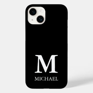 Modern minimalistisch monogram zwart-wit Case-Mate iPhone 14 hoesje